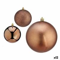 Set kerstballen Bruin Plastic 10 x 11 x 10 cm (12 Stuks) - thumbnail