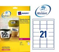 Etiket Avery L7060-20 63.5x38.1mm polyester wit 420 etiketten - thumbnail