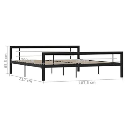 VidaXL Bedframe metaal zwart en wit 180x200 cm