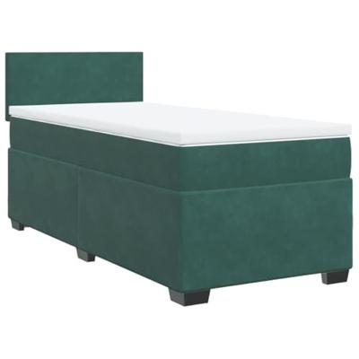 Boxspring met matras fluweel donkergroen 90x190 cm