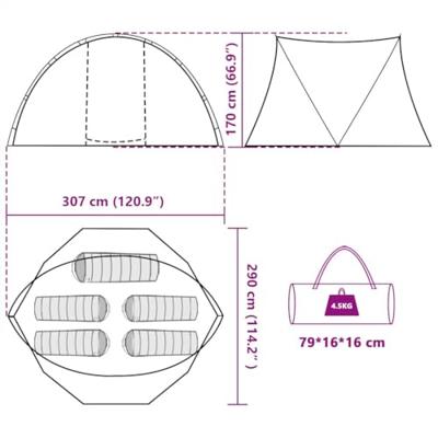 VidaXL Vistent 5-persoons waterdicht olijfgroen