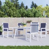 VidaXL Stoelkussens 4 st lage rug stof marineblauw - thumbnail
