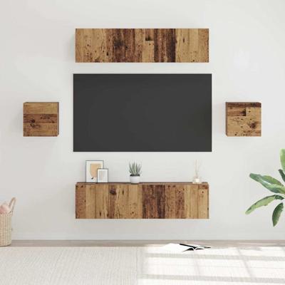 Tv-meubelset 6 pcs Oud hout Medium 30.5 x 30 x 30 cm