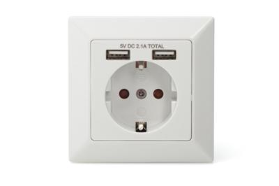 Digitus DA-70613 Stopcontact (onderbouw) Met USB Wit Digitus DA-70613 Stopcontact (onderbouw) Met USB Wit