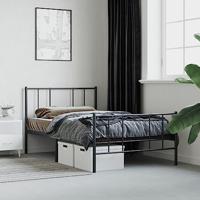 Bedframe met hoofd- en voeteneinde metaal zwart 90x200 cm - thumbnail