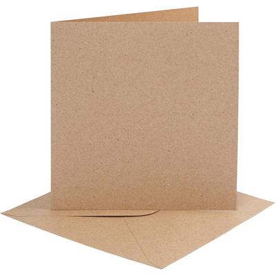 Creativ Company Kaarten en enveloppen, afmeting kaart 15,2x15,2 cm, afmeting envelop 16x16 cm, 230 gr, naturel, 4 set/ 1 doos - thumbnail