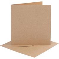 Creativ Company Kaarten en enveloppen, afmeting kaart 15,2x15,2 cm, afmeting envelop 16x16 cm, 230 gr, naturel, 4 set/ 1 doos - thumbnail