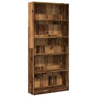 Boekenkast 80x24x176 cm bewerkt hout oud houtkleurig - thumbnail