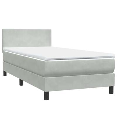 Boxspring met matras fluweel lichtgrijs 90x210 cm