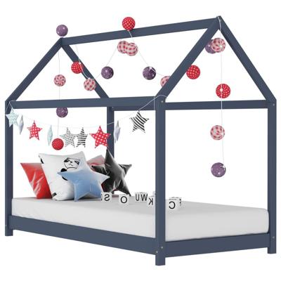 Kinderbedframe massief grenenhout grijs 80x160 cm Kinderbedframe massief grenenhout grijs 80x160 cm