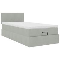 Ottoman bed met matras en LED's 90x200cm fluweel lichtgrijs - thumbnail
