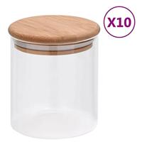 VidaXL Opbergpotten met bamboe deksel 10 st 600 ml glas - thumbnail
