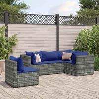 6-delige Loungeset met kussens poly rattan grijs - thumbnail