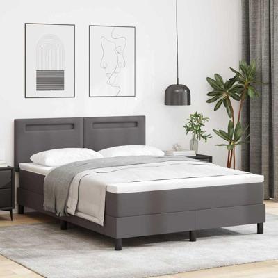 Boxspringbed met Matras in Grijs, 160x200 cm, Kunstleer