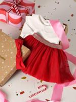 Babyset voor babymeisjes, t-shirt, rok, heupband, kerstcadeauset rood - thumbnail