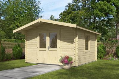 Blokhut Floor 350x350 cm + luifel 70 cm 40 mm vuren blank- - - Van Kooten