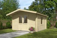 Blokhut Floor 350x350 cm + luifel 70 cm 40 mm vuren blank- - - Van Kooten - thumbnail