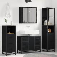 Badkamermeubelset met lade 4 pcs Zwart eiken 80 x 33 x 60 cm - thumbnail