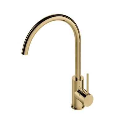 Keukenmengkraan Hotbath Cobber 1-hendel 36 cm Draaibare Uitloop Gepolijst Messing Living Colours