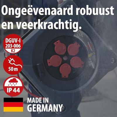 Brennenstuhl Professional Bouwplaats kabelhaspel | KA 5110 5 | IP44 | 50m | H07BQ-F 3G1.5 - 9201500210 Brennenstuhl Professional Bouwplaats kabelhaspel | KA 5110 5 | IP44 | 50m | H07BQ-F 3G1.5 - 9201500210