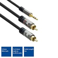 ACT 3,5mm jack naar 2x Tulp kabel M/M 5m - thumbnail