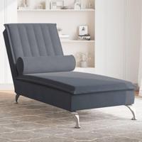 Massage chaise longue met bolster fluweel donkergrijs - thumbnail
