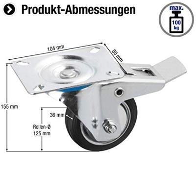 Metafranc Zwenkwiel Rubber 125Mm Vastz. W - WU0800780 Metafranc Zwenkwiel Rubber 125Mm Vastz. W - WU0800780
