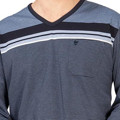 Gestreepte heren pyjama marineblauw Hajo Gestreepte heren pyjama marineblauw Hajo
