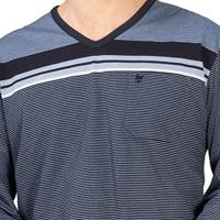 Gestreepte heren pyjama marineblauw Hajo - thumbnail