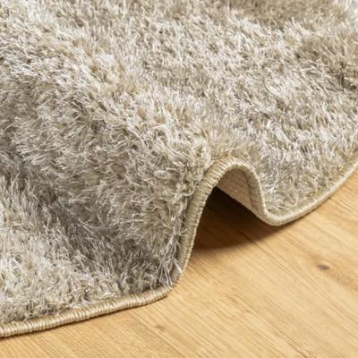 VidaXL Vloerkleed istan hoogpolig glanzend ø 100 cm beige