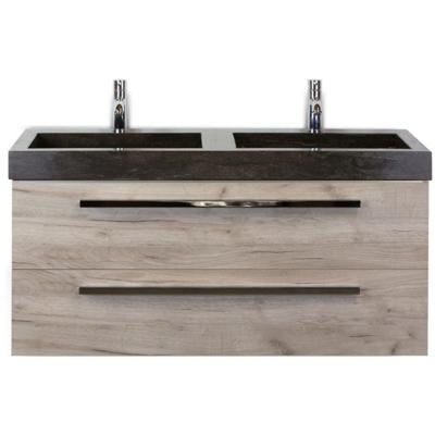 Seville Badmeubelset 120 cm - 2 Laden Craft Oak - Wastafel Lucca Dubbel