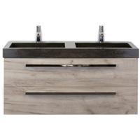 Seville Badmeubelset 120 cm - 2 Laden Craft Oak - Wastafel Lucca Dubbel - thumbnail