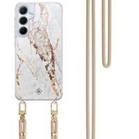 Samsung Galaxy A35 hoesje met beige koord - Marmer goud - thumbnail