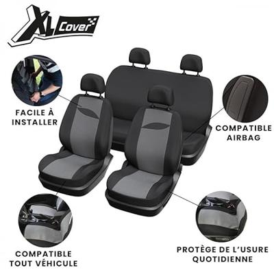 Autostoelhoezen - XLCOVER - Niet-gesplitst - Airbag compatibel - Hoezen voor voorstoelen, hoofdsteunen en achterbank Autostoelhoezen - XLCOVER - Niet-gesplitst - Airbag compatibel - Hoezen voor voorstoelen, hoofdsteunen en achterbank