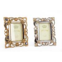 Fotolijsten DKD Home Decor 19 x 2 x 25 cm Zilverkleurig Gouden Hars Shabby Chic (2 Stuks) - thumbnail