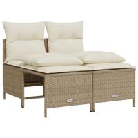 4-delige Loungeset met kussens poly rattan beige - thumbnail