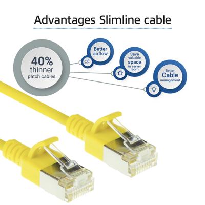 ACT DC7805 LSZH U/FTP CAT6A Datacenter Slimline Patchkabel Snagless | RJ45 Connectoren | Geel | 5 meter