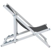 Strandstoelen inklapbaar 2 st aluminium en textileen grijs - thumbnail