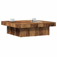 Salontafel 90x90x28 cm bewerkt hout oud houtkleurig - thumbnail