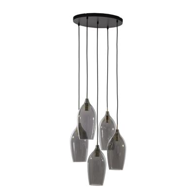 Light & Living Eettafel hanglampLukaro 5-lichts - smoke glas - 2977727