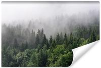 Fotobehang - Bomen in de mist, Bos, groen/grijs, Vinyl behang, 11 maten, Premium Print, inclusief behanglijm, eenvoudig aan te brengen - thumbnail