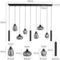 Steinhauer Hanglamp reflexion L 140 cm B 25 cm 9 lichts 3796 zwart - thumbnail