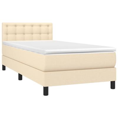 Boxspring met matras stof crèmekleurig 200x200 cm - thumbnail
