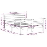 Bedframe met hoofdbord massief grenenhout wit 135x190 cm - thumbnail