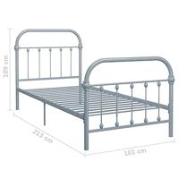 Bedframe metaal grijs 90x200 cm - thumbnail