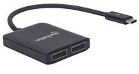 Manhattan 152952 tussenstuk voor kabels USB-C 2 x DisplayPort Zwart - thumbnail