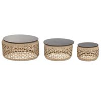 Set van 3 tafels Home ESPRIT Bruin 70 X 70 X 35 CM (3 Stuks) - thumbnail