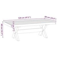 Salontafel NOAIN X-vormige poten 120x60x40 cm massief hout - thumbnail