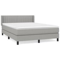 Boxspring met matras stof lichtgrijs 140x190 cm - thumbnail