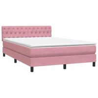 Boxspring met matras fluweel roze 140x220 cm - thumbnail